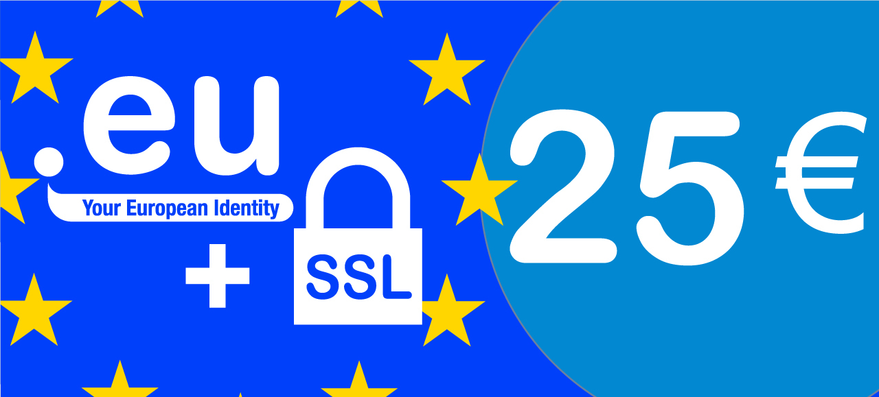 Alta dominio .EU + Certificado de seguridad SSL por sólo 25€